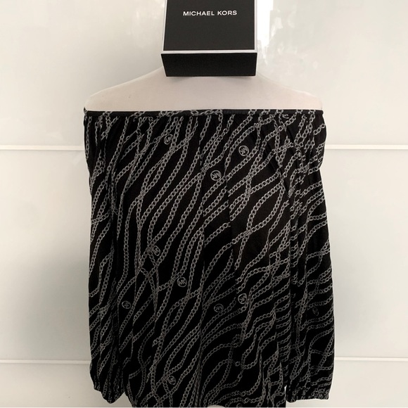 MICHAEL KORS BLACK / SILVER CHAIN LINK MK LOGO TOP - Picture 3 of 6